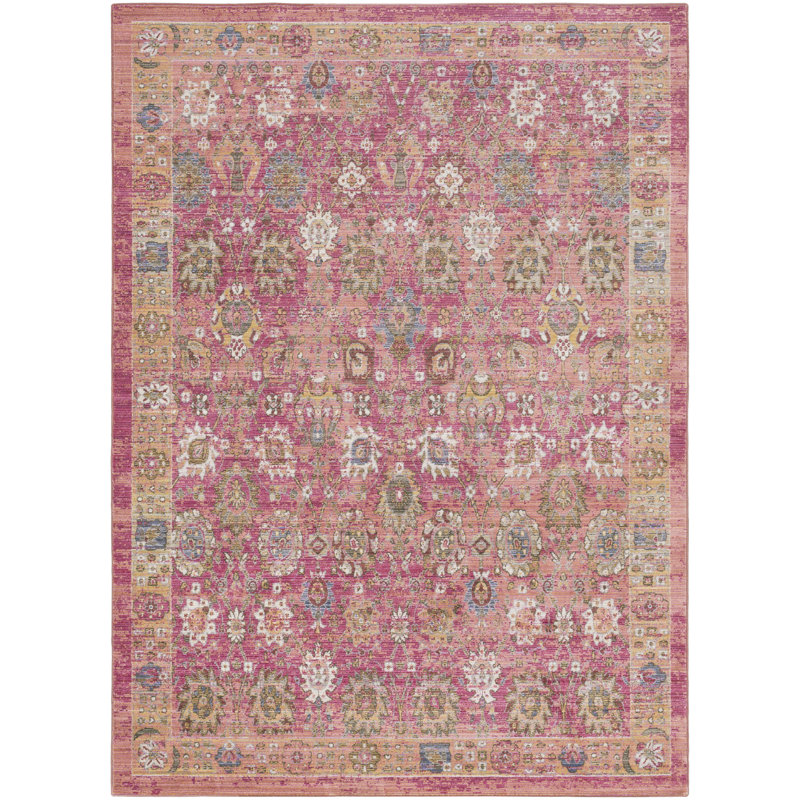 Bungalow Rose Almaraz Oriental Bright Pink/Pale Pink Area Rug Wayfair